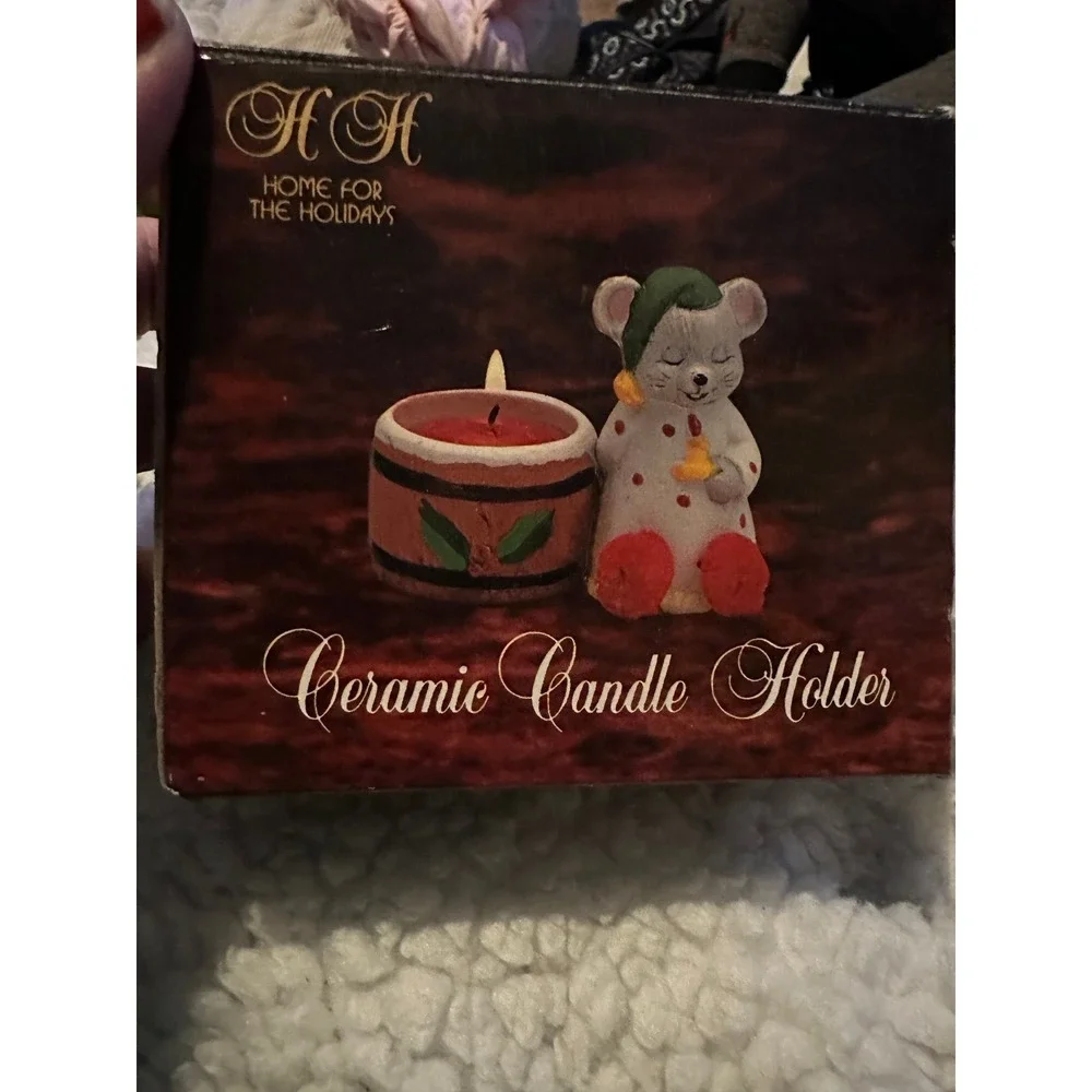 Vintage Home For Holidays Ceramic Mr Mouse Candle‎ Holder Kmart Christmas Decor